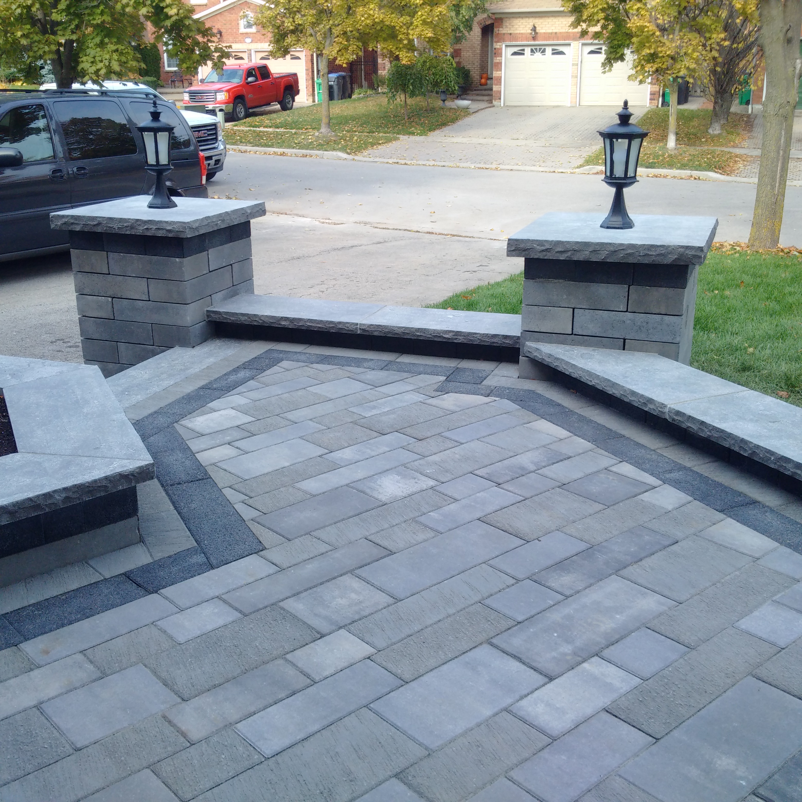 Outdoor work on site: layout and installation in progress